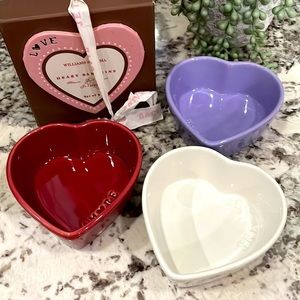 Williams Sonoma Heart Ramekins Set of 4 Embossed Microwave Oven Safe